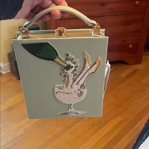 JW PEI Sage Green Box Top-Handle Bag with Gold Trim